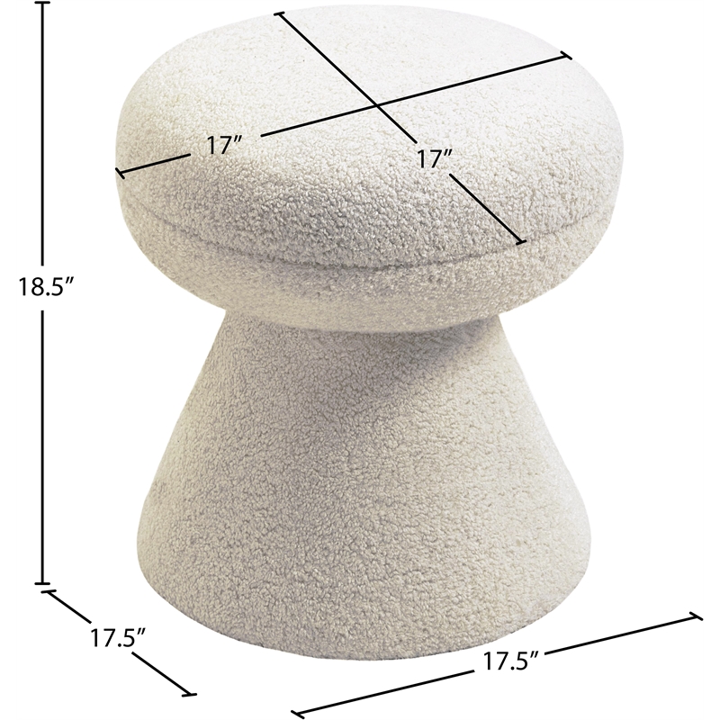 Meridian Furniture Drum Beige Faux Shearling Teddy Fabric Stool
