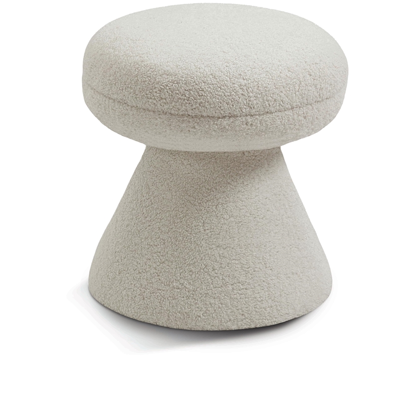 Meridian Furniture Drum Beige Faux Shearling Teddy Fabric Stool