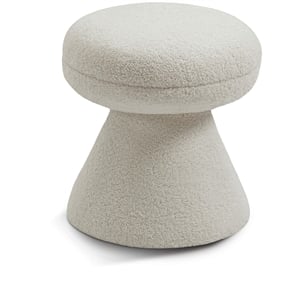 Meridian Furniture Drum Beige Faux Shearling Teddy Fabric Stool