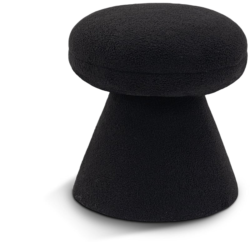 Meridian Furniture Drum Black Faux Shearling Teddy Fabric Ottoman/Stool