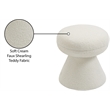 Meridian Furniture Drum Cream Faux Shearling Teddy Fabric Ottoman/Stool