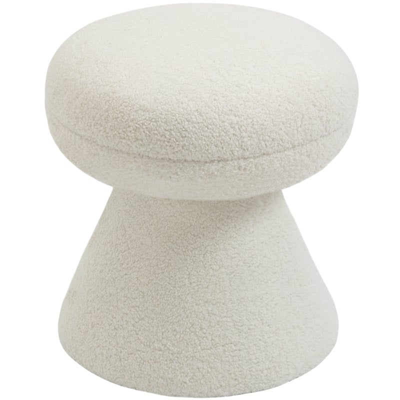 Meridian Furniture Drum Cream Faux Shearling Teddy Fabric Ottoman/Stool