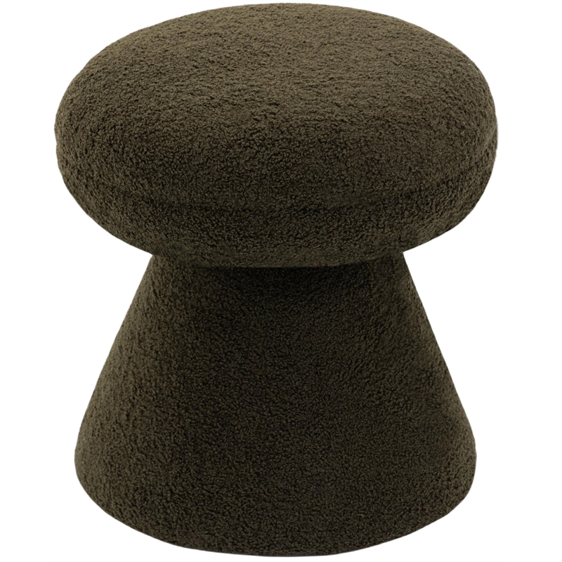 Meridian Furniture Drum Green Faux Shearling Teddy Fabric Ottoman/Stool