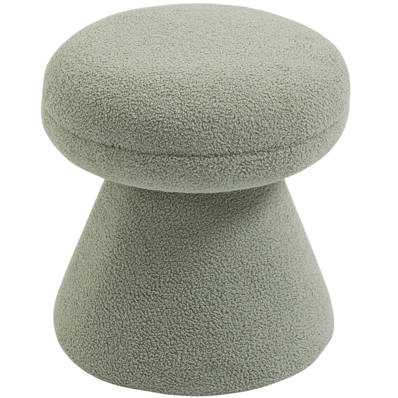 Meridian Furniture Drum Mint Faux Shearling Teddy Fabric Ottoman/Stool