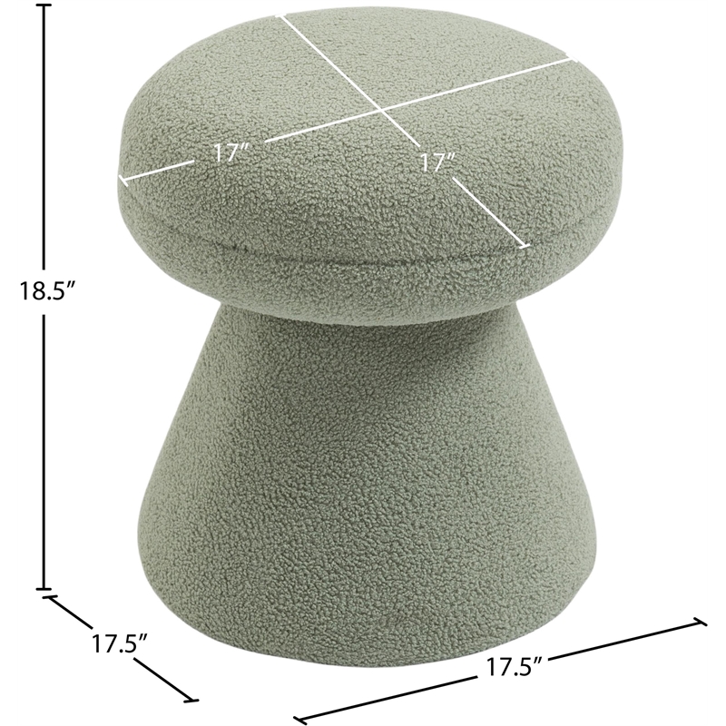 Meridian Furniture Drum Mint Faux Shearling Teddy Fabric Ottoman/Stool