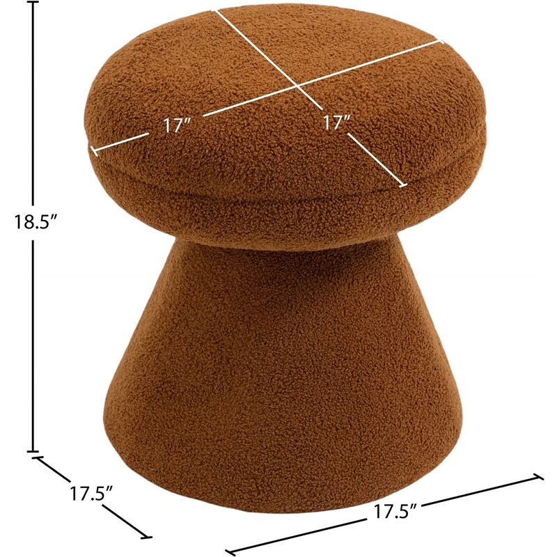 Meridian Furniture Drum Saddle Faux Shearling Teddy Fabric Ottoman/Stool