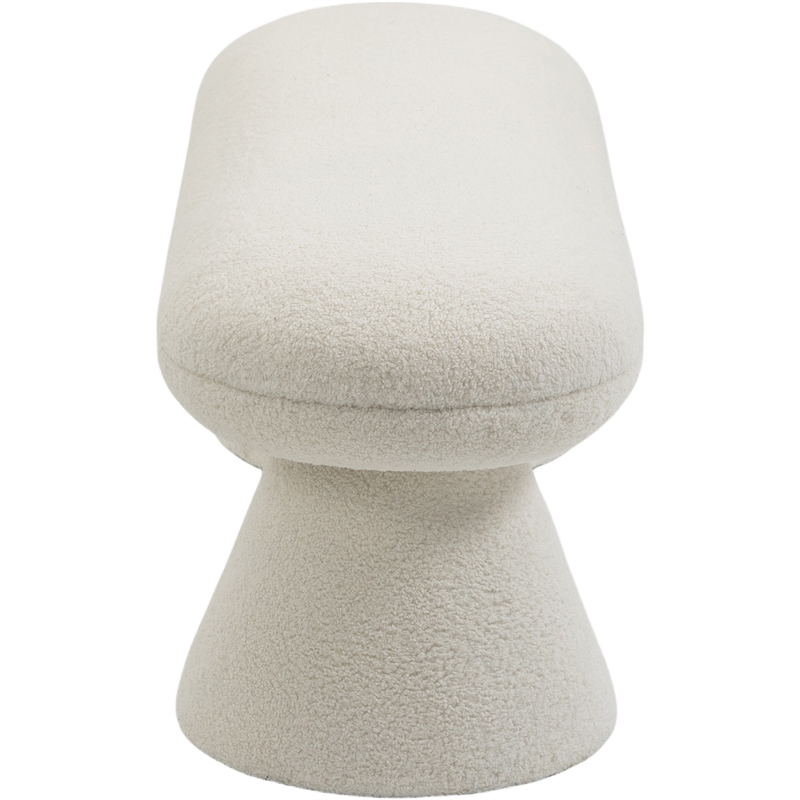 Meridian Furniture Drum Beige Faux Shearling Teddy Fabric Bench