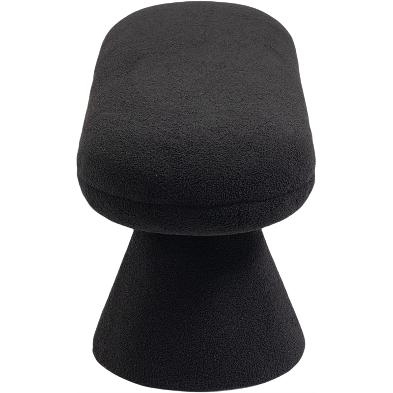 Meridian Furniture Drum Black Faux Shearling Teddy Fabric Bench