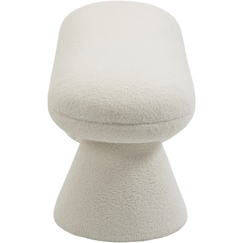 Meridian Furniture Drum Cream Faux Shearling Teddy Fabric Bench