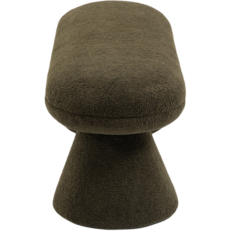 Meridian Furniture Drum Green Faux Shearling Teddy Fabric Bench