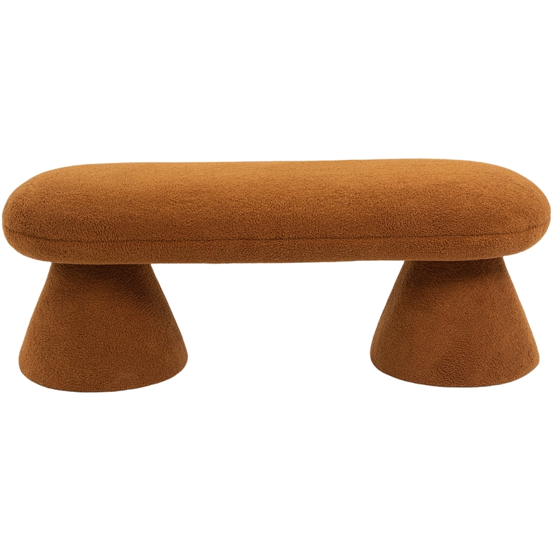Meridian Furniture Drum Saddle Faux Shearling Teddy Fabric Bench