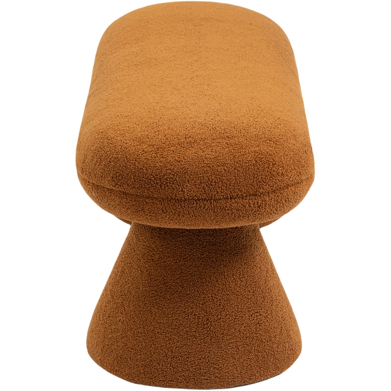 Meridian Furniture Drum Saddle Faux Shearling Teddy Fabric Bench