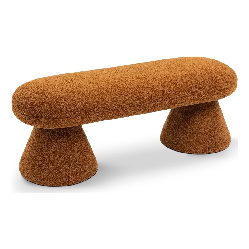 Meridian Furniture Drum Saddle Faux Shearling Teddy Fabric Bench