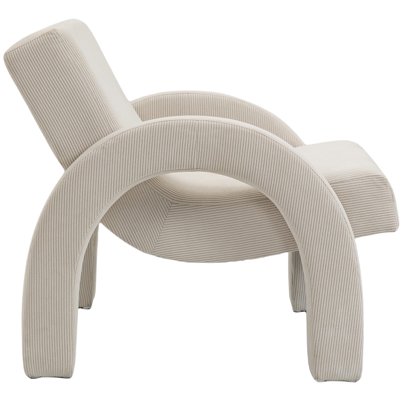 Meridian Furniture Corduroy Cream Corduroy Fabric Accent Chair