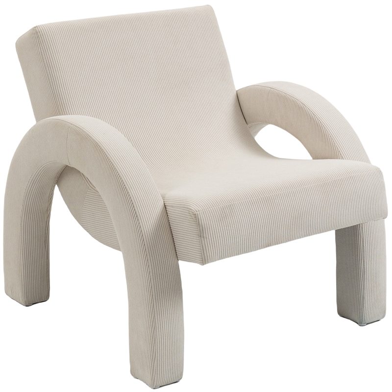 Meridian Furniture Corduroy Cream Corduroy Fabric Accent Chair