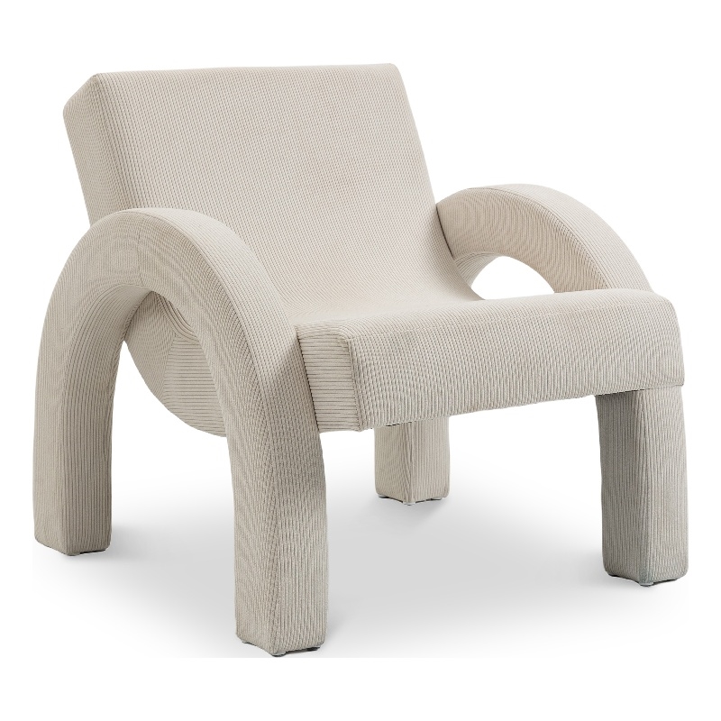 Meridian Furniture Corduroy Cream Corduroy Fabric Accent Chair