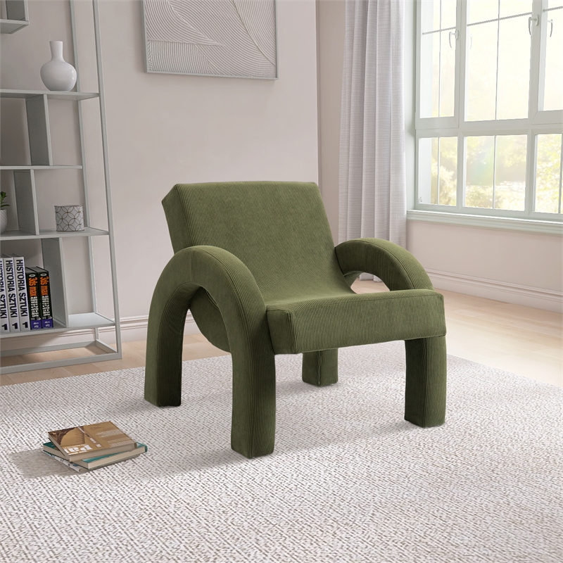 Meridian Furniture Corduroy Green Corduroy Fabric Accent Chair
