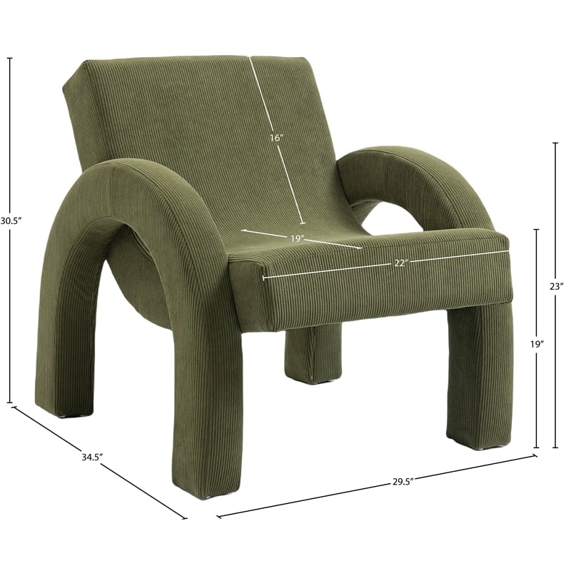 Meridian Furniture Corduroy Green Corduroy Fabric Accent Chair