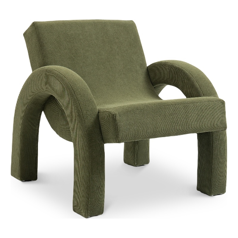 Meridian Furniture Corduroy Green Corduroy Fabric Accent Chair