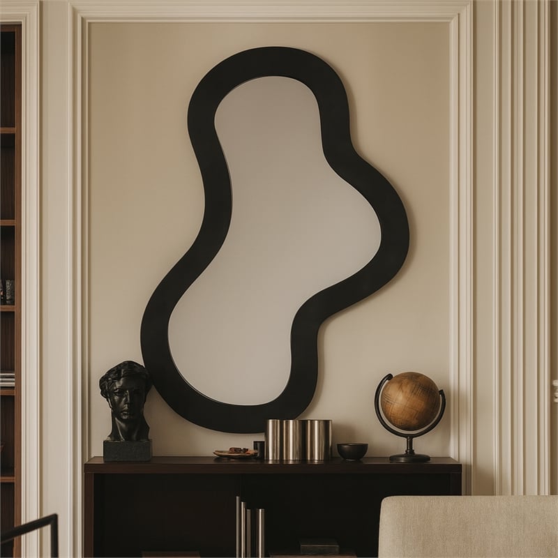 meridian furniture oblique black mirror