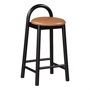 Meridian Furniture Calvin 27&quot Vegan Leather Stool in Cognac & Black