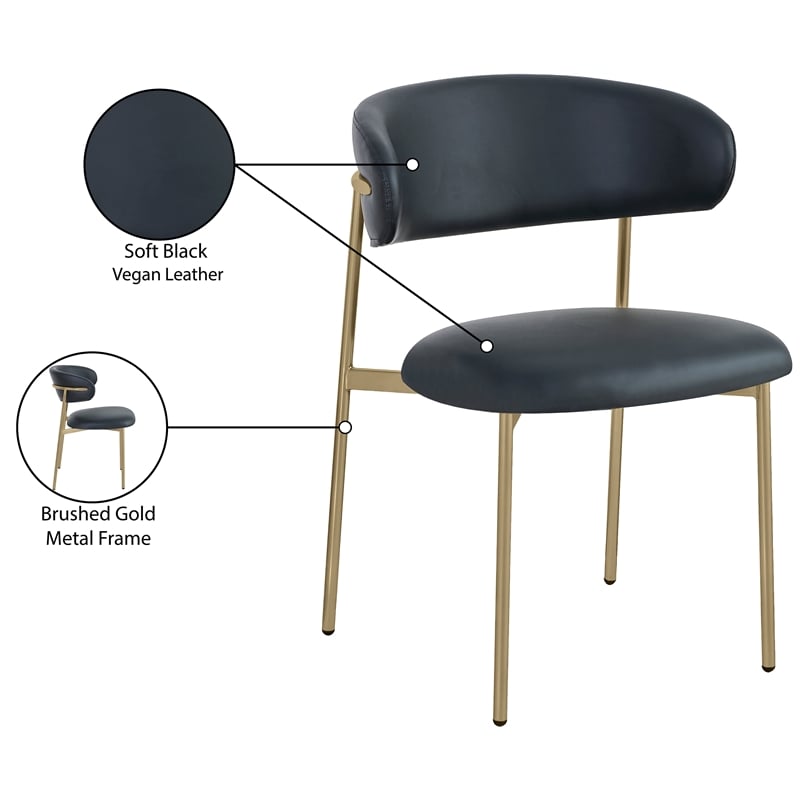 Meridian Furniture Lupita Black Vegan Leather Dining Chair (Set of 2)