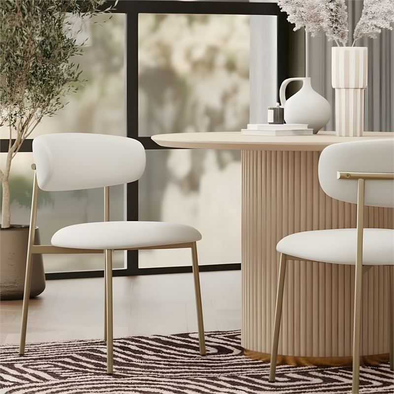 Meridian Furniture Lupita Off White Vegan Leather Dining Chair (Set of 2)