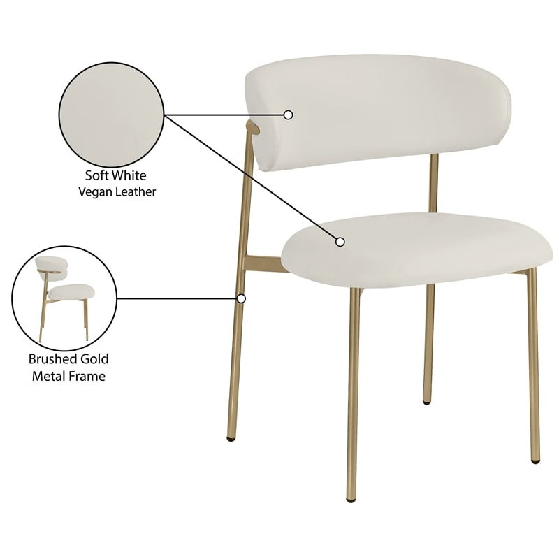 Meridian Furniture Lupita Off White Vegan Leather Dining Chair (Set of 2)