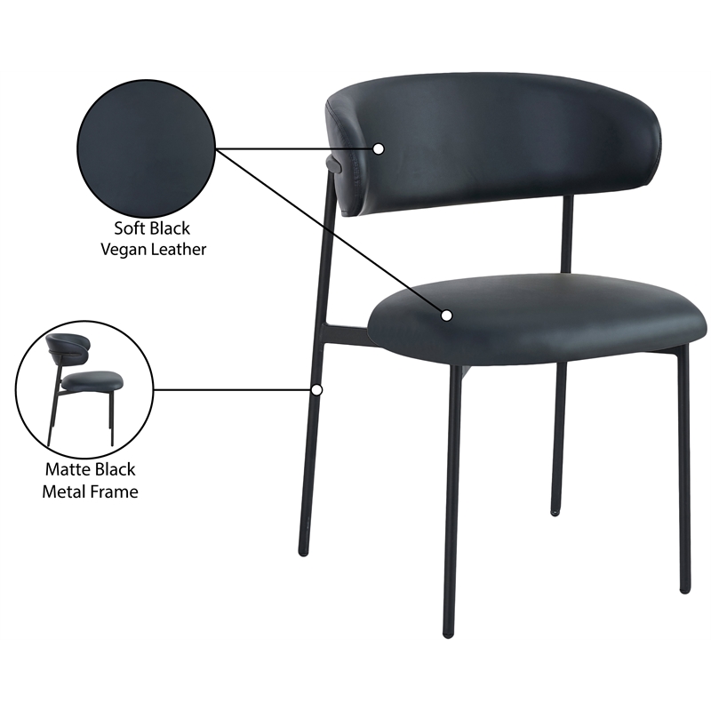 Meridian Furniture Lupita Black Vegan Leather Dining Chair (Set of 2)