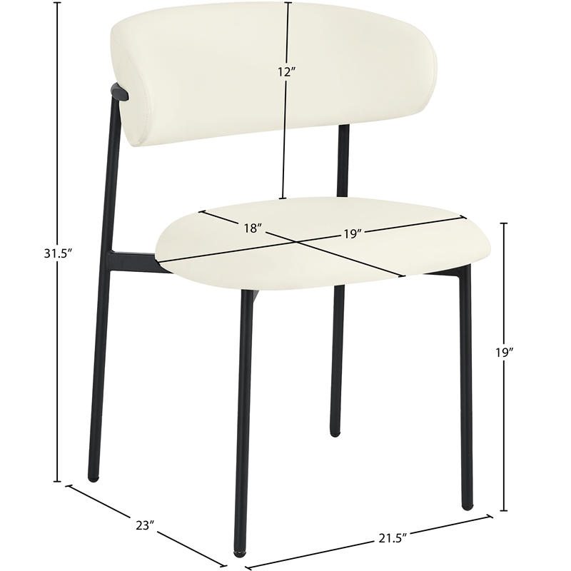 Meridian Furniture Lupita Cream Vegan Leather Dining Chair (Set of 2)