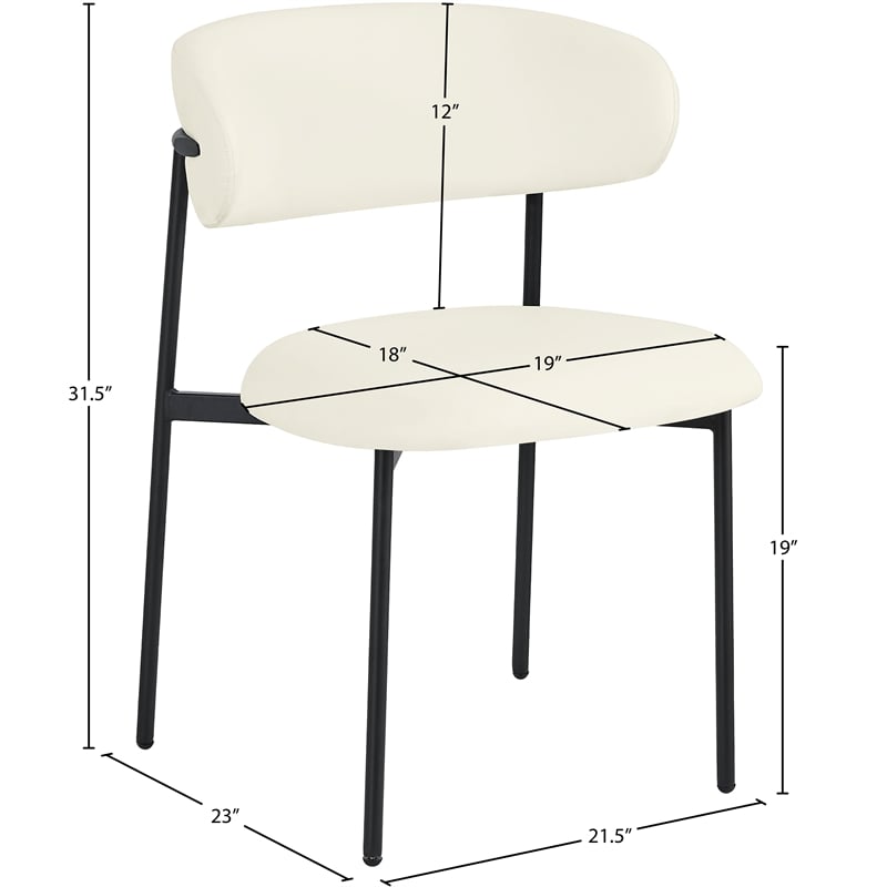 Meridian Furniture Lupita Cream Vegan Leather Dining Chair (Set of 2)