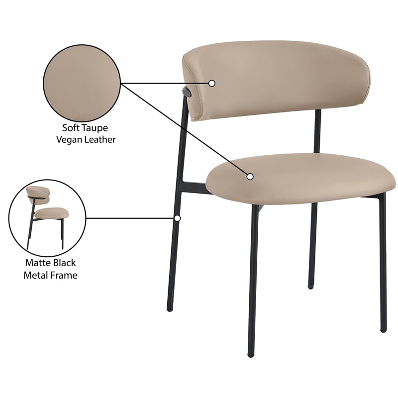 Meridian Furniture Lupita Taupe Vegan Leather Dining Chair (Set of 2)