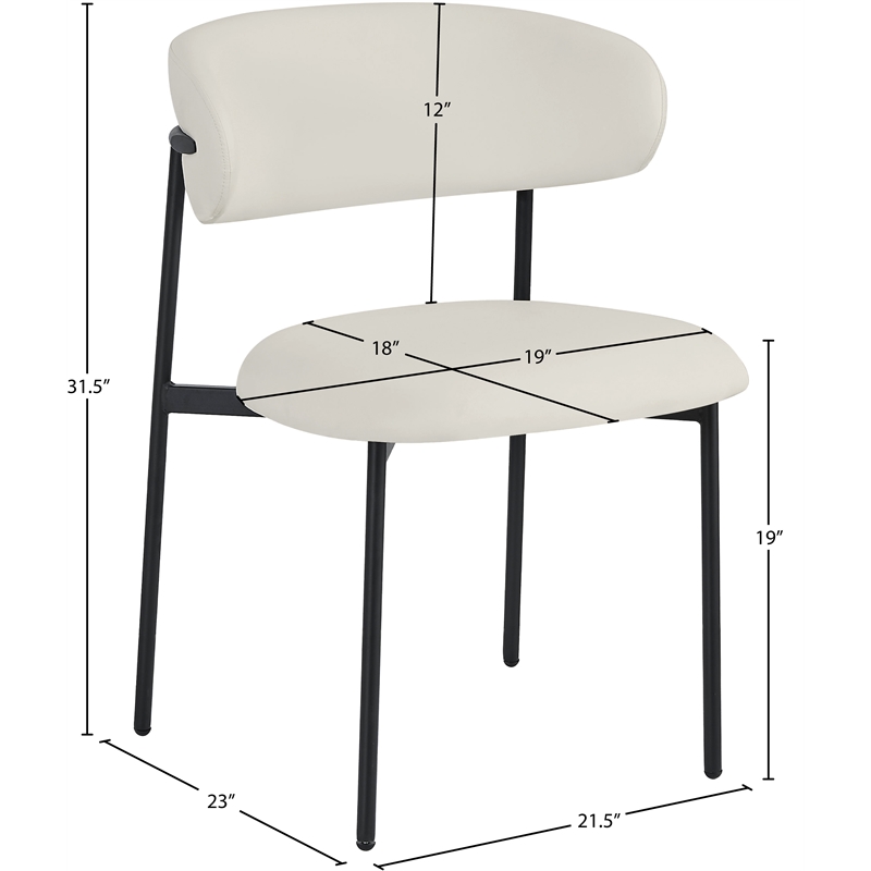 Meridian Furniture Lupita Off White Vegan Leather Dining Chair (Set of 2)