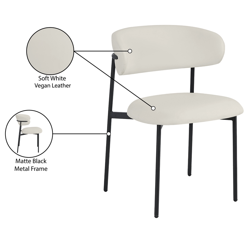 Meridian Furniture Lupita Off White Vegan Leather Dining Chair (Set of 2)