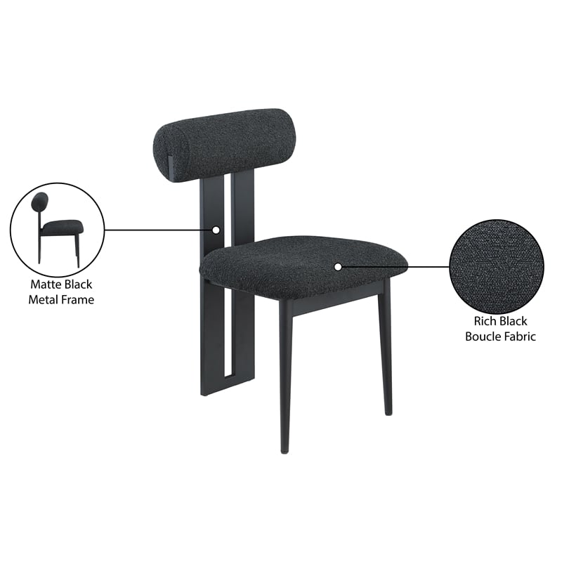 Meridian Furniture Dario Black Boucle Fabric Dining Chair (Set of 2)