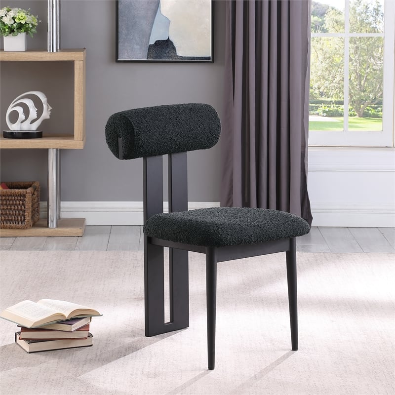 Meridian Furniture Dario Black Boucle Fabric Dining Chair (Set of 2)