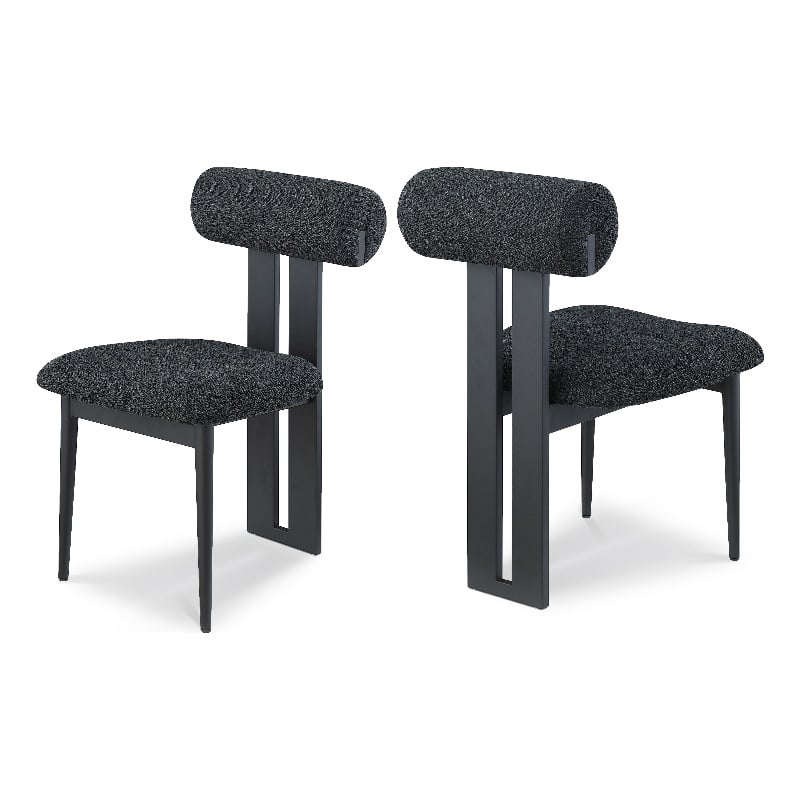 Meridian Furniture Dario Black Boucle Fabric Dining Chair (Set of 2)