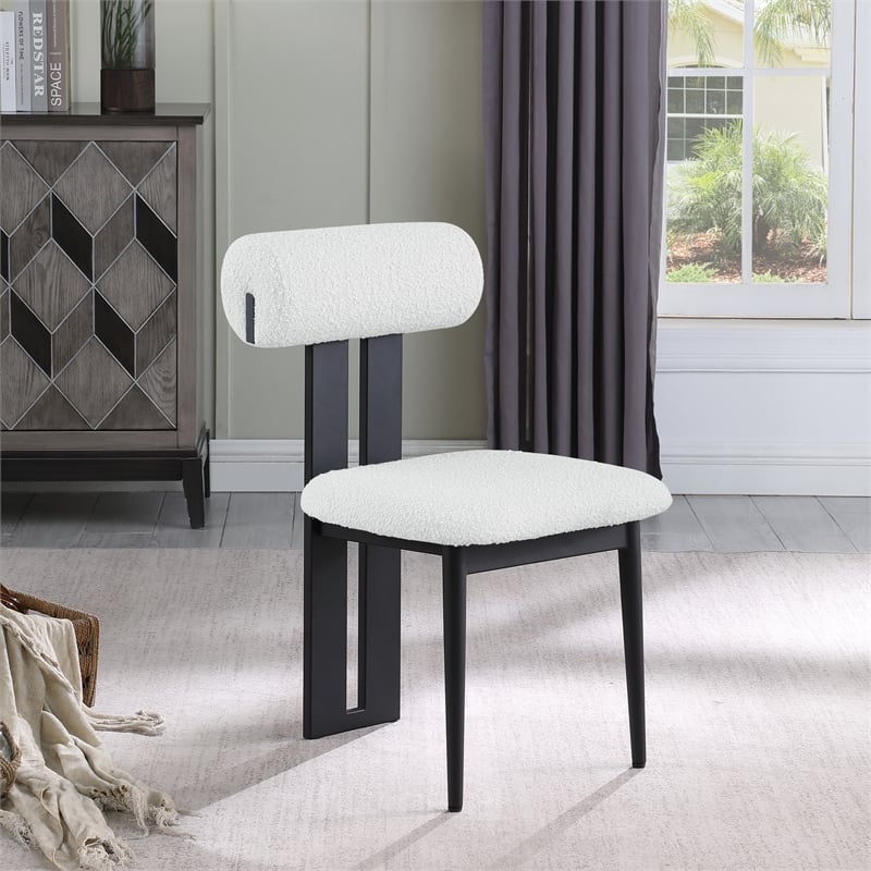 Meridian Furniture Dario Cream Boucle Fabric Dining Chair (Set of 2)