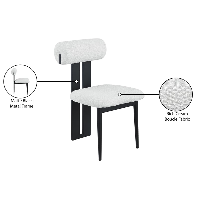 Meridian Furniture Dario Cream Boucle Fabric Dining Chair (Set of 2)