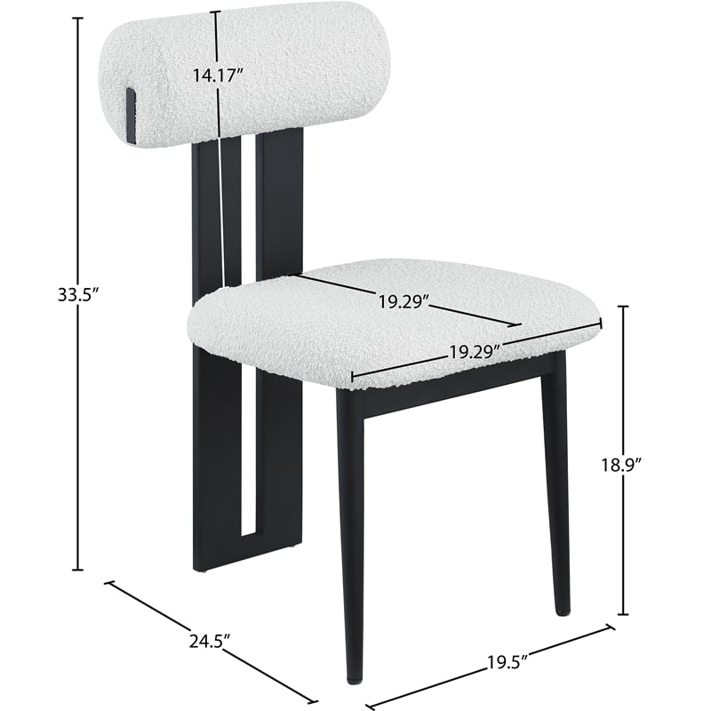 Meridian Furniture Dario Cream Boucle Fabric Dining Chair (Set of 2)