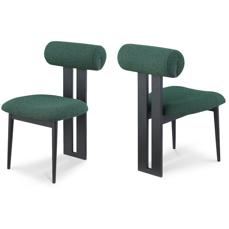 Meridian Furniture Dario Green Boucle Fabric Dining Chair (Set of 2)