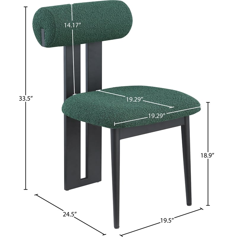 Meridian Furniture Dario Green Boucle Fabric Dining Chair (Set of 2)