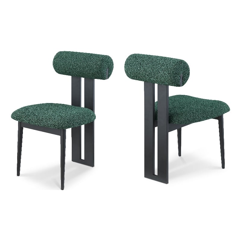 Meridian Furniture Dario Green Boucle Fabric Dining Chair (Set of 2)