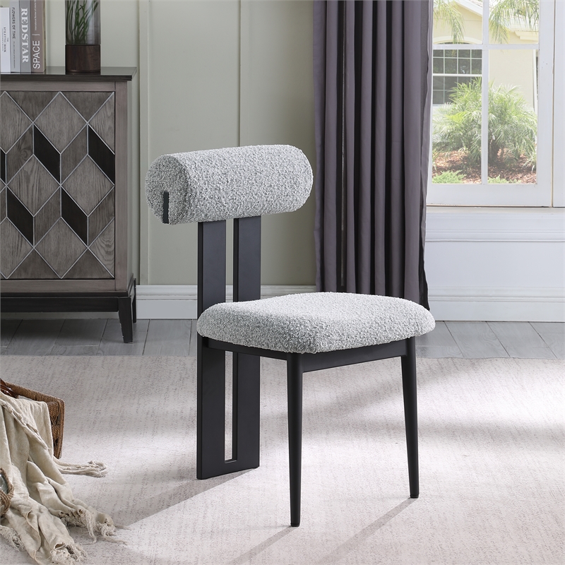 Meridian Furniture Dario Grey Boucle Fabric Dining Chair (Set of 2)