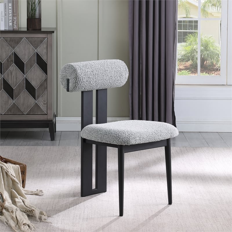 Meridian Furniture Dario Grey Boucle Fabric Dining Chair (Set of 2)
