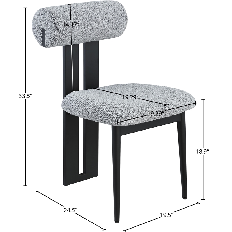 Meridian Furniture Dario Grey Boucle Fabric Dining Chair (Set of 2)