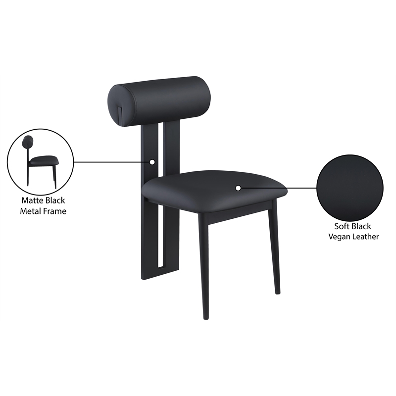 Meridian Furniture Dario Black Vegan Leather Dining Chair (Set of 2)