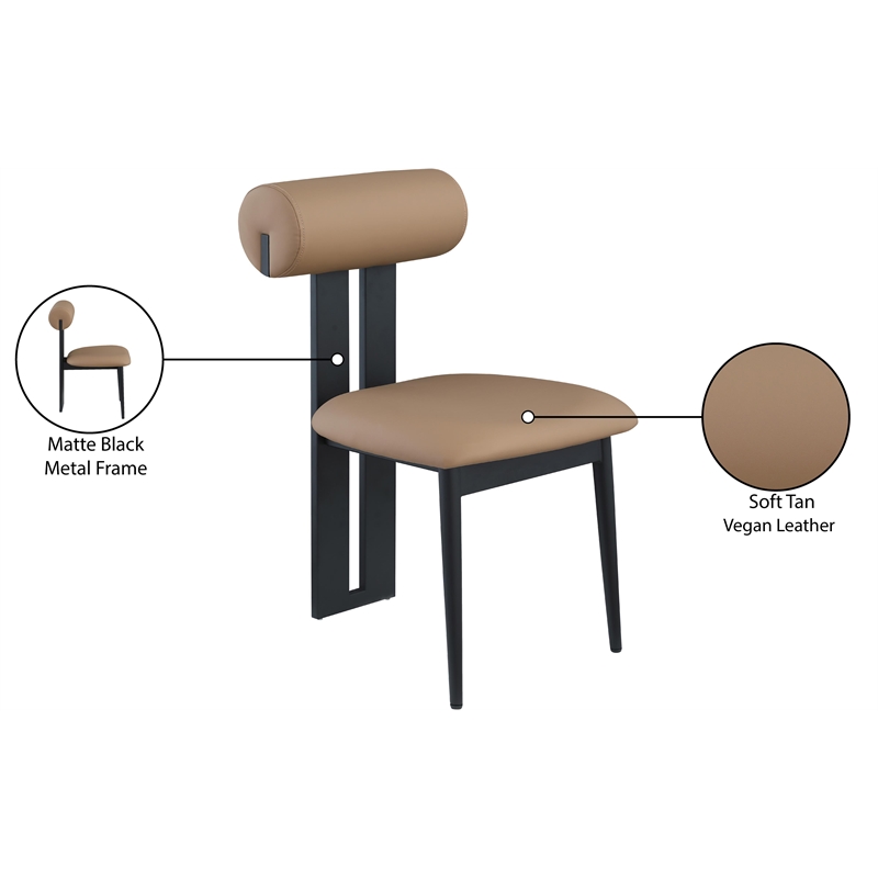 Meridian Furniture Dario Tan Vegan Leather Dining Chair (Set of 2)