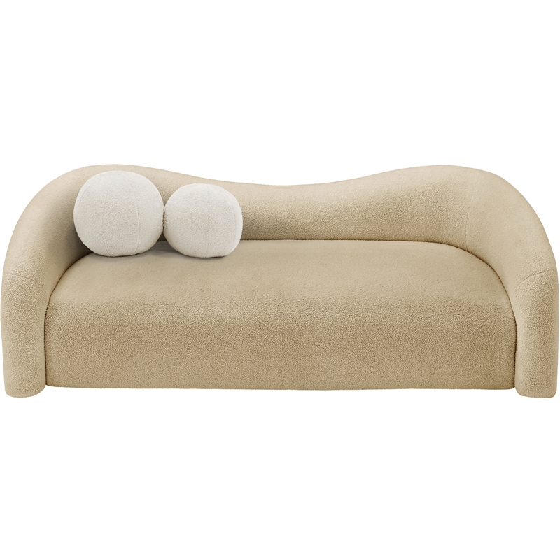 Meridian Furniture Kali Beige Faux Shearling Teddy Fabric Sofa