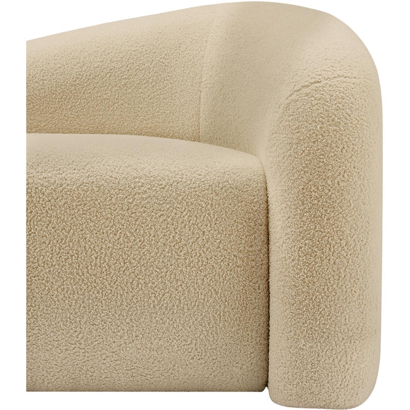 Meridian Furniture Kali Beige Faux Shearling Teddy Fabric Sofa